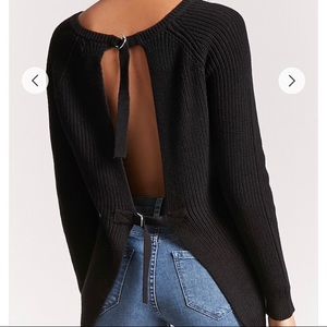 Buckled Open-Back Sweater